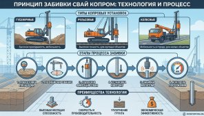 Принцип забивки свай копром