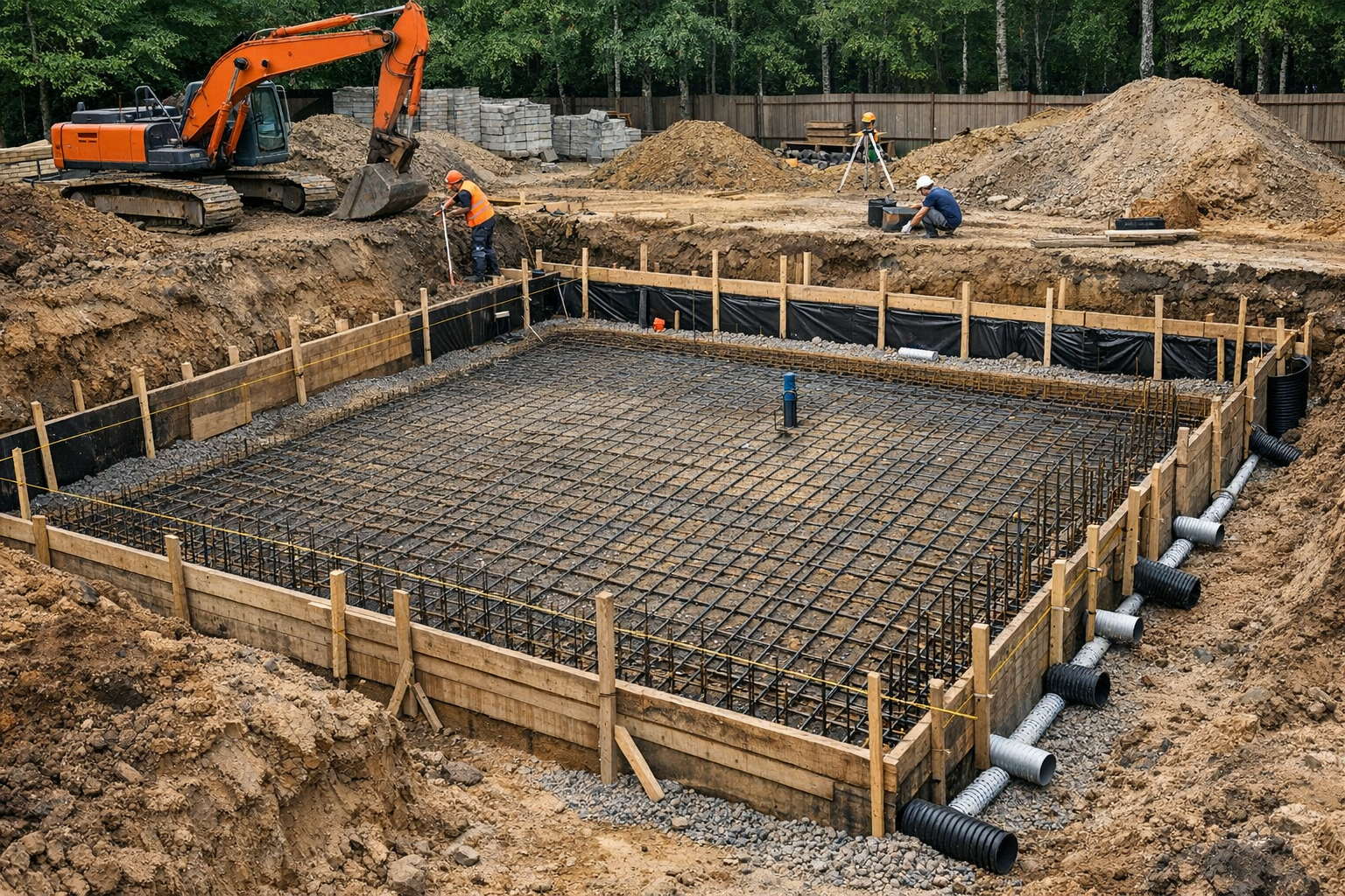 Обустройство котлована под фундамент