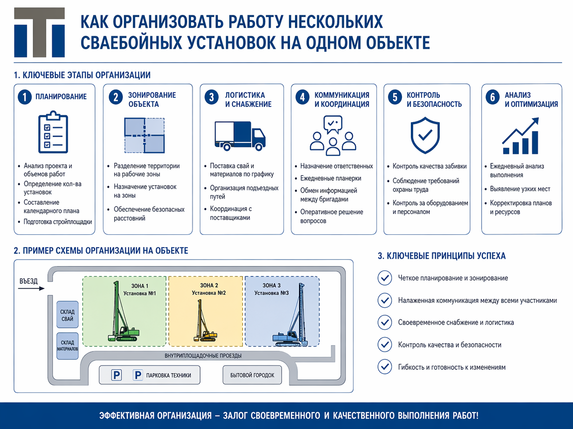 Как организовать работу нескольких сваебойных установок на одном объекте