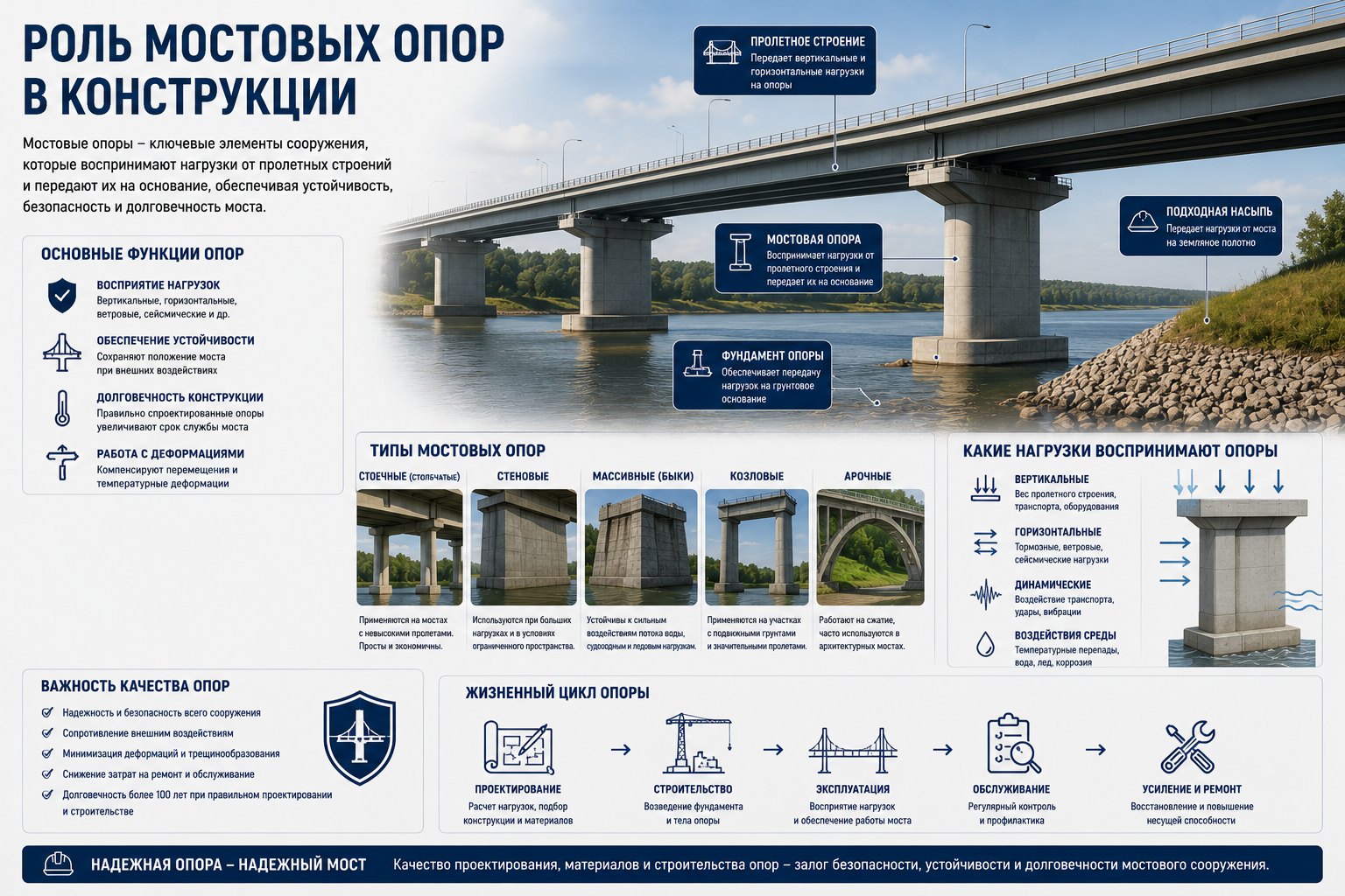 Роль мостовых опор в конструкции