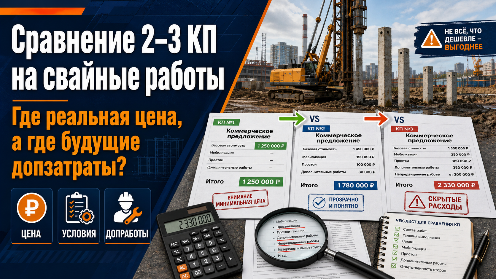 Как сравнивать 2–3 КП на свайные работы