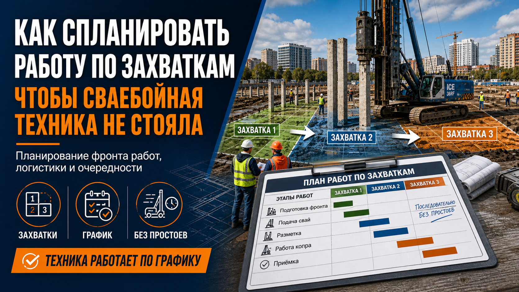 Как генподрядчику спланировать работу по захваткам, чтобы сваебойная техника не стояла?