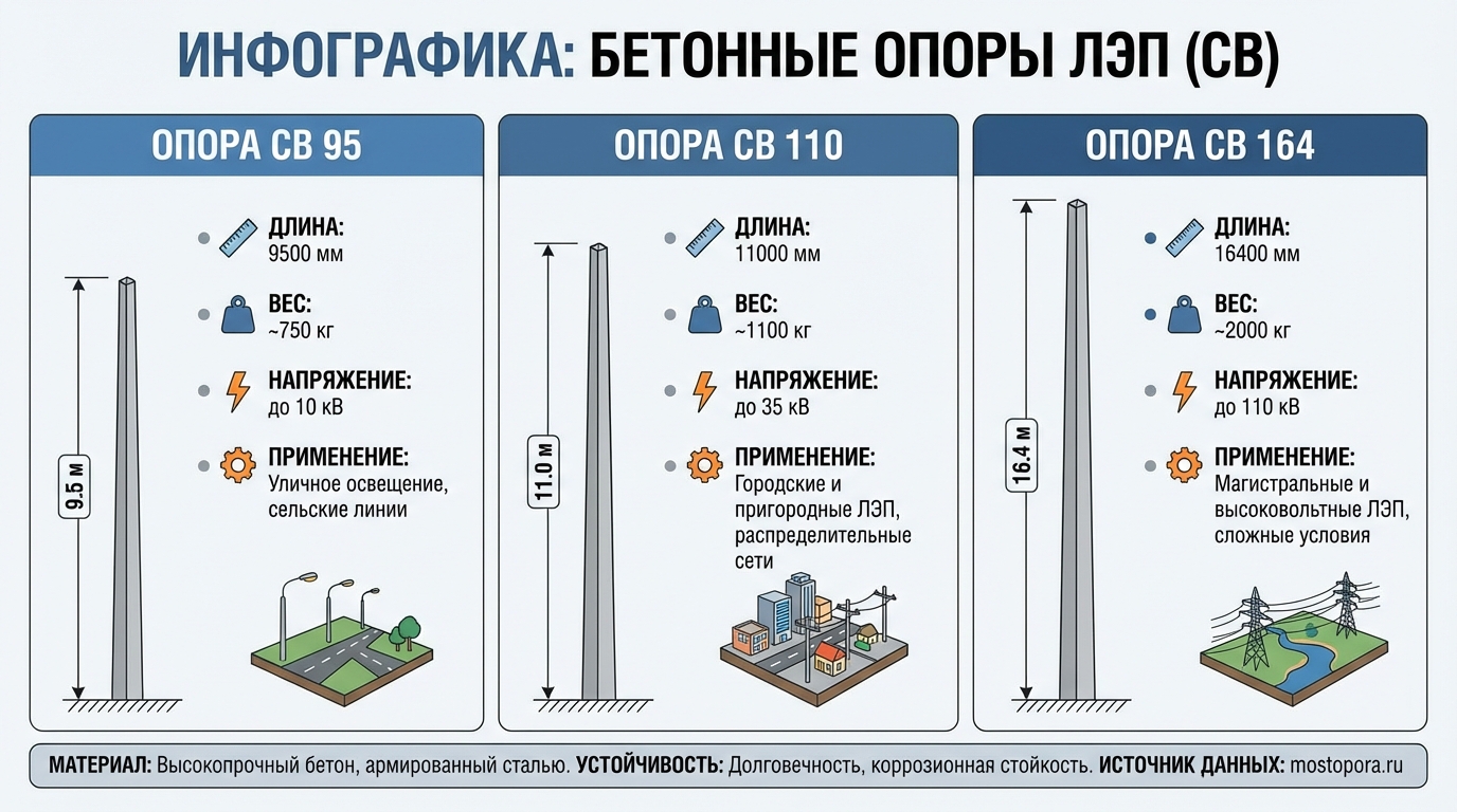 Бетонные опоры ЛЭП