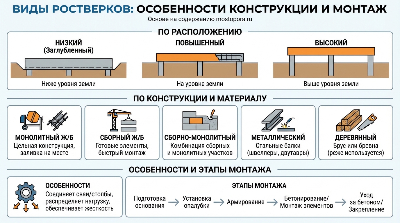 иды ростверков: особенности конструкции, монтаж