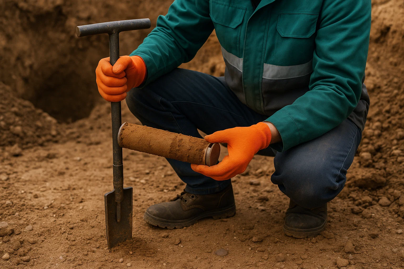 Отбор керна грунта